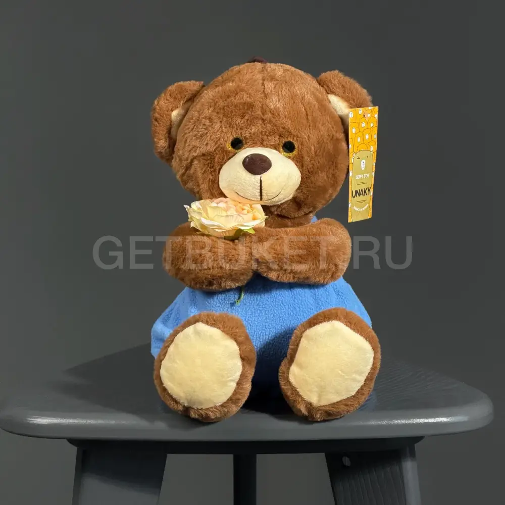 223067 Мишка Топотыж с белой розой 