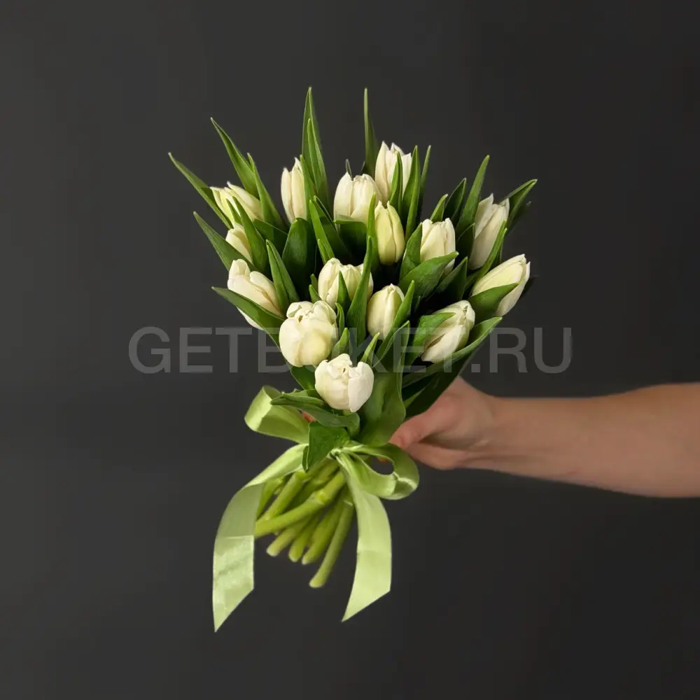 223655 Букет из 15 белых тюльпанов