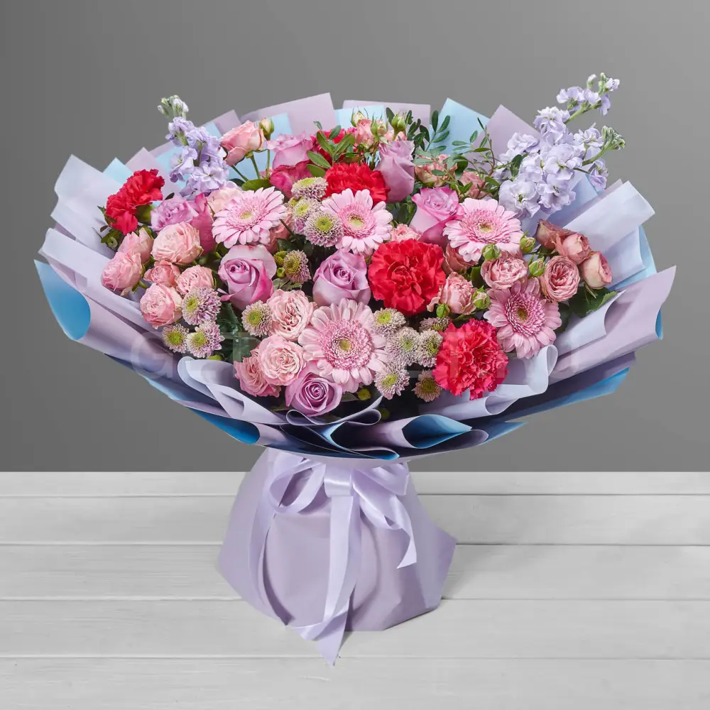 211662 Букет из роз, хризантем и орхидеи 